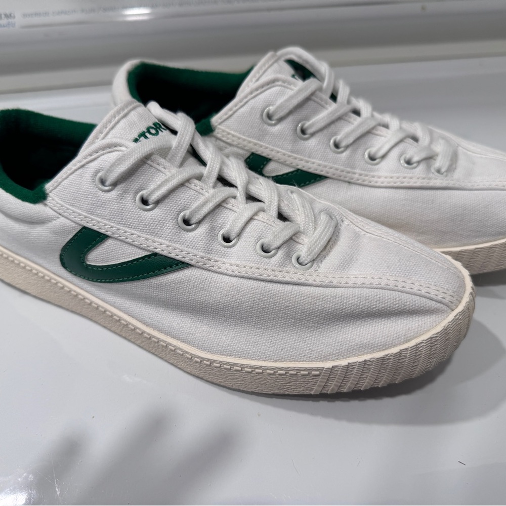 Tretorn White and Green Canvas Shoes